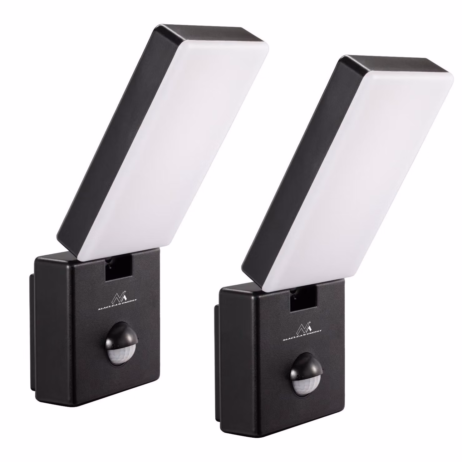 2 lampade LED Maclean con sensore di movimento. Sensore di movimento PIR. Colore: nero. 10 W. Grado di protezione IP65. 800 lumen. Colore della luce: bianco neutro (4000 K). Modello: MCE516 B