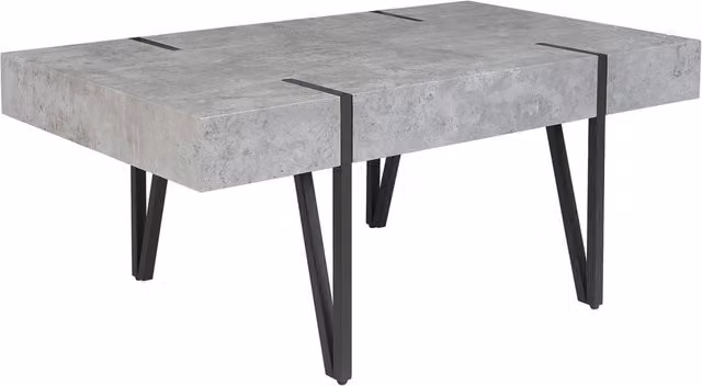 Tavolino da caffè Beliani in stile industriale con piano rettangolare grigio opaco e gambe in metallo L: 100 cm, P: 60 cm, H: 43 cm