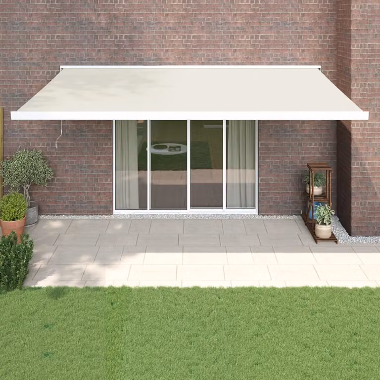 vidaXL Tenda da Sole Retrattile Manuale in Alluminio e Poliestere Beige L: 500 cm, P: 300 cm