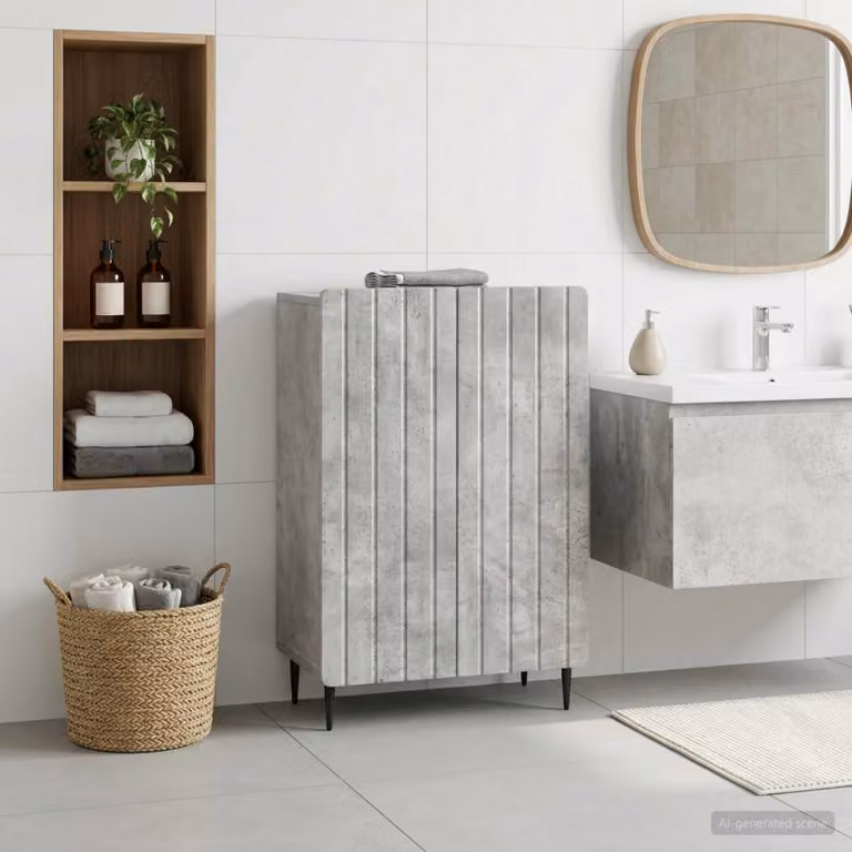 Mobiletto da bagno moderno vidaXL ZWOLLE Grigio, L: 59,5 cm, P: 31 cm, H: 79,5 cm