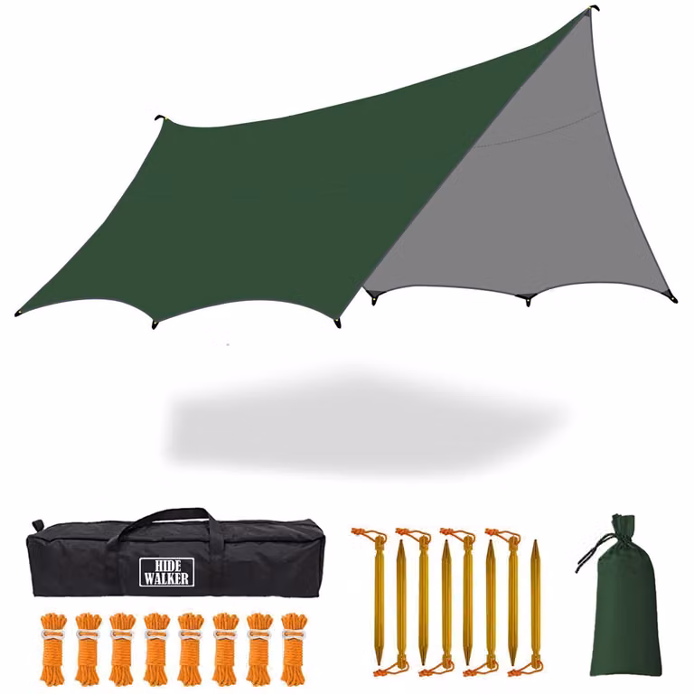 Telo impermeabile per campeggio, forma esagonale, dimensioni 5,1 x 55,1 metri, colore verde, adatto per 8-10 persone