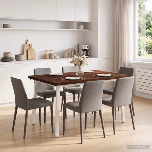 Tavolo rettangolare moderno vidaXL in legno di acacia marrone e bianco L: 120 cm, P: 70 cm, H: 75 cm – 1