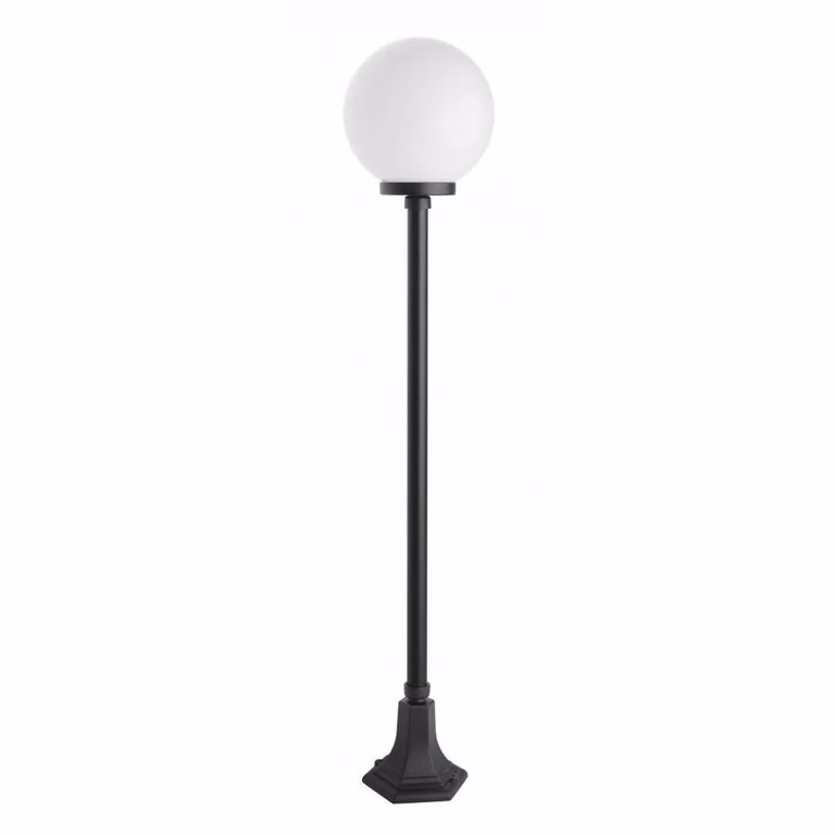 Lampada da giardino 153 cm sfera bianca o fumé 25 cm 1xE27 nero IP43 SU-MA KULE K 5002/1/KP 250