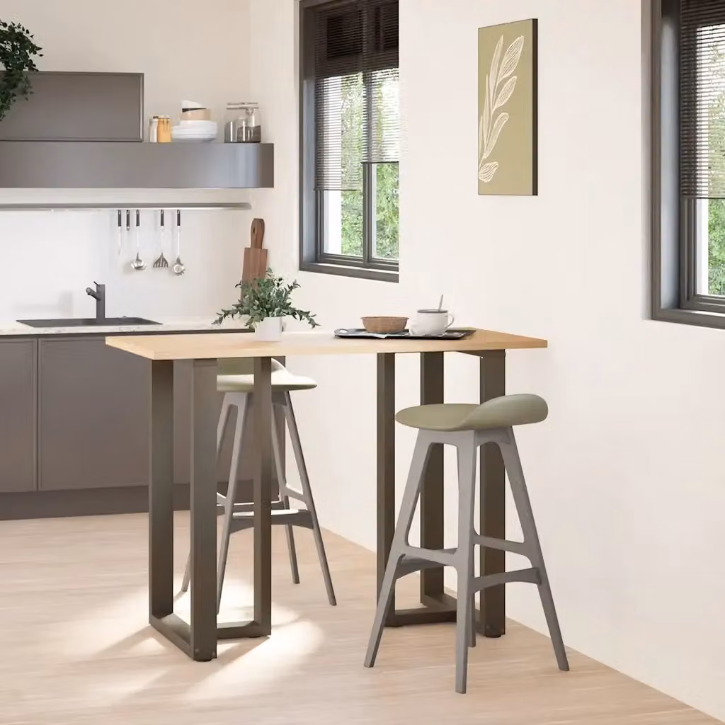 Set di 2 gambe per tavolo da bar a forma di T in acciaio nero opaco, L/P/H: 60 x 35 x 101 cm