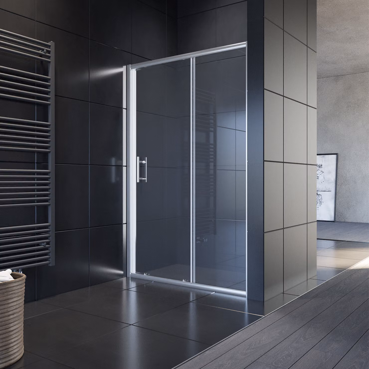 SONNI doccia porta scorrevole in vetro trasparente 120x185cm schermo doccia