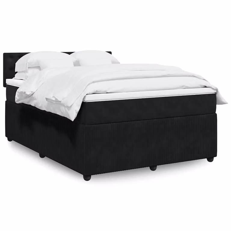 vidaXL Giroletto a Molle con Materasso in Velluto Nero L/P/H: 140 x 190 x 100,5 cm