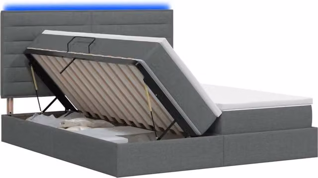 Letto con contenitore e illuminazione LED vidaXL, Grigio, L/P/H: 180 x 200 x 140 cm – 1