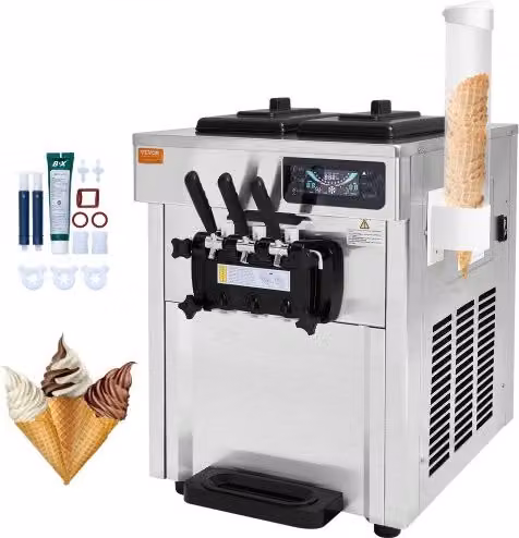 Macchina per Gelato Commerciale VEVOR in Acciaio Inox Argento con Display Digitale e Capacità 2x5,5 L Tramoggia