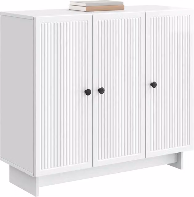 Credenza moderna in legno MDF bianco lucido L: 89 cm, P: 34,5 cm, H: 80 cm