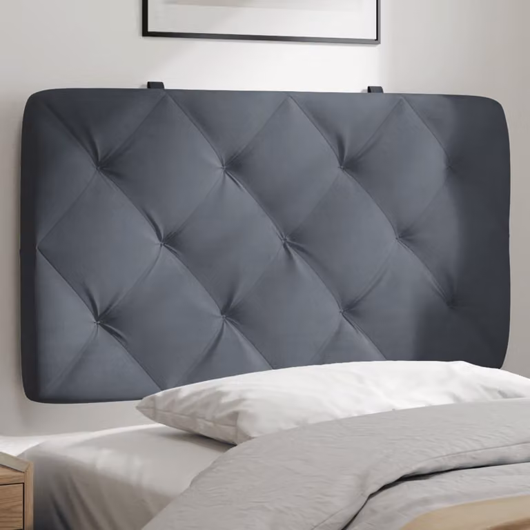 vidaXL Cuscino Testiera in Velluto Grigio, L: 80 cm