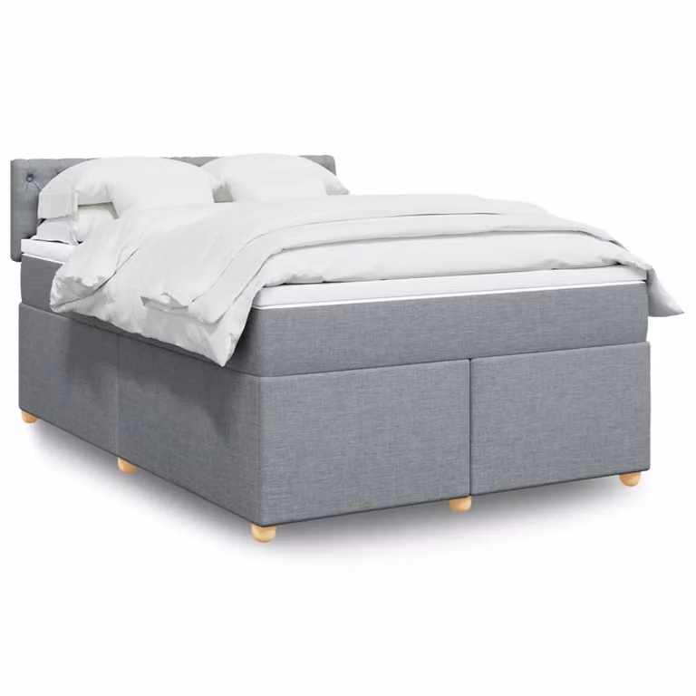 Giroletto a molle con materasso vidaXL in tessuto grigio chiaro e bianco, L/P: 160 x 200 cm