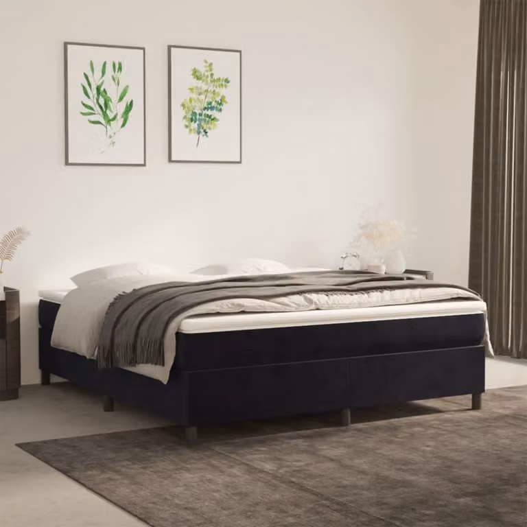 Maison Exclusive - Struttura Letto a Rete a Molle Nero 160x200 cm in Velluto