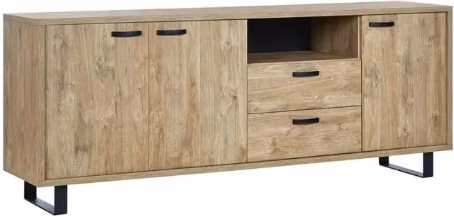 Buffet NEWTON XL 220 cm – 3 porte, 2 cassetti – Rovere dorato – Design moderno