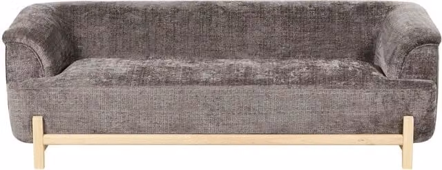 Divano a 3 posti moderno BELIANI in tessuto marrone e grigio con gambe in legno per soggiorno L: 205 cm, H: 85 cm, P: 49 cm
