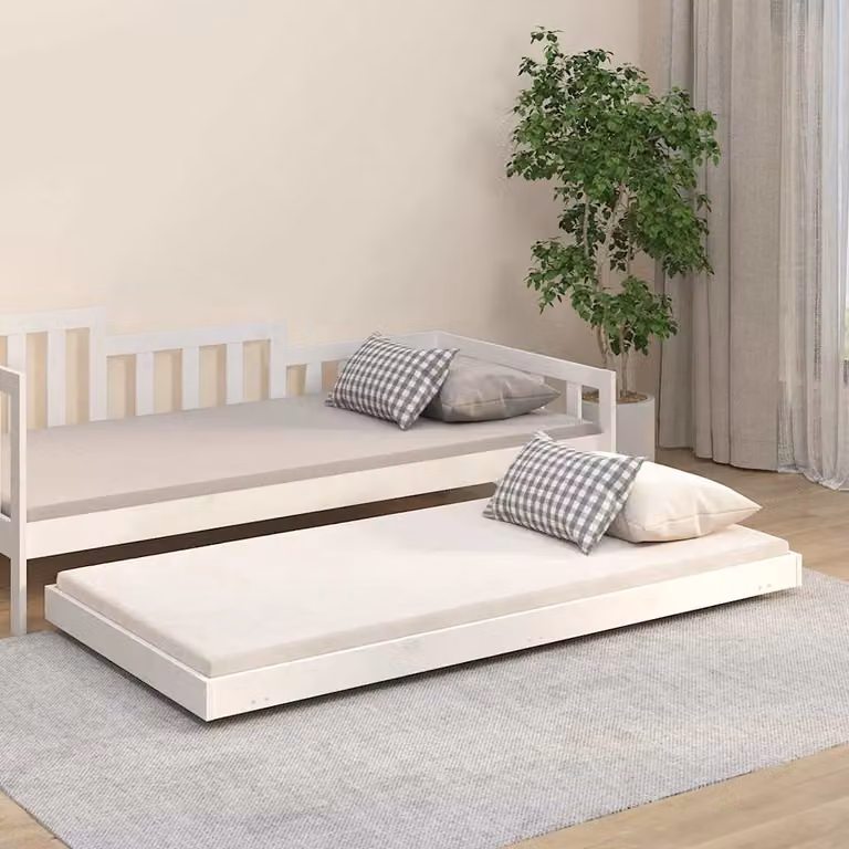 vidaXL Giroletto in legno massello di pino bianco con doghe fisse L: 193,5 cm, P: 79,0 cm, H: 13,0 cm