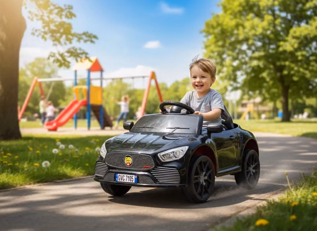 Macchina Elettrica per Bambini Deluxe Giordanoshop Nero con Batteria Ricaricabile 12V 4,5Ah e Luci e Suoni – 2