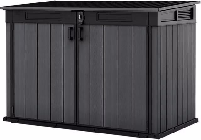 Armadio Porta Attrezzi o Bidoni Differenziata 2 Ante e Coperchio Keter Cortina Mega 190,5x109,3x132,5 cm in Evotech+