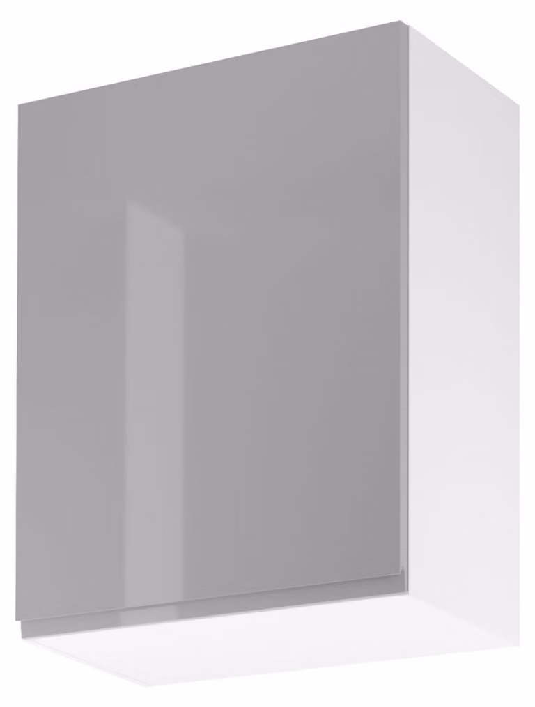 Pensile da cucina ARBOR - larghezza 60 cm, grigio lucido/bianco, versione sinistra