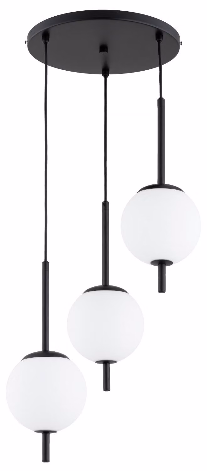 Lampada a sospensione a sfere DIORA nera 3xE14x10W in metallo, dimensioni: 85x41,9x41 cm, IP20, Alfa