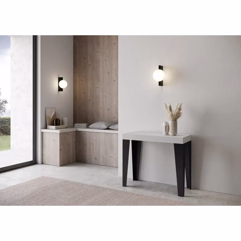 Consolle allungabile Itamoby Flame con telaio antracite e piano bianco frassino L/P: 90 x 40 cm, estensibile fino a 196 cm – 2