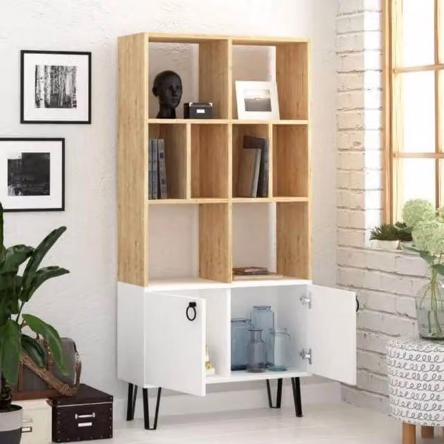 Libreria Bene con ante rovere bianco