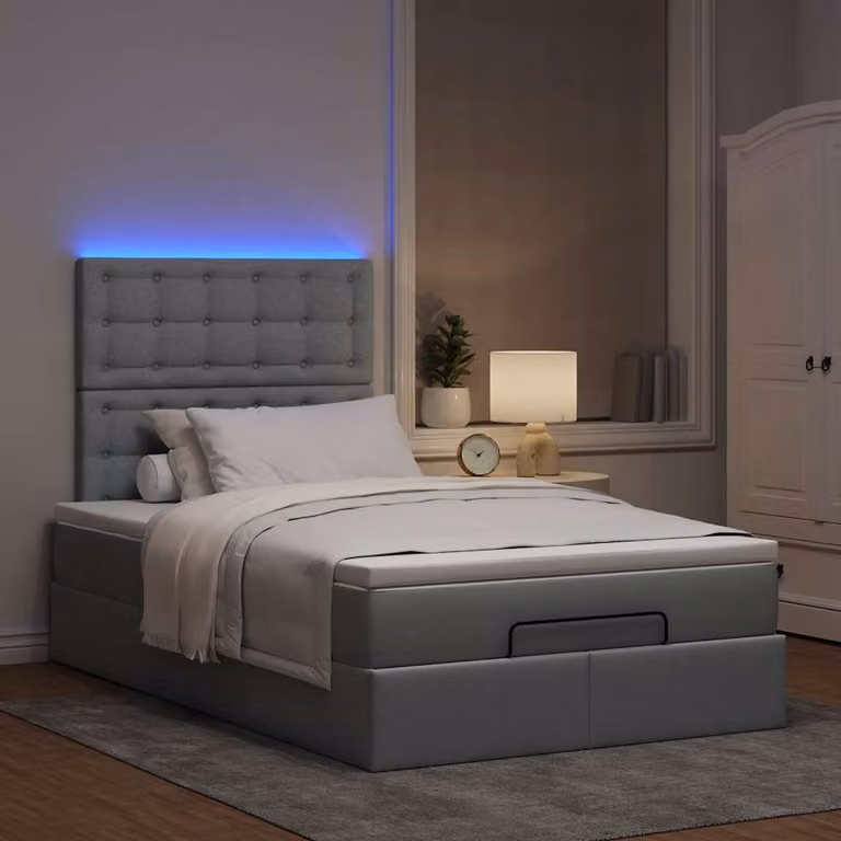 vidaXL Struttura Letto Pouf con Materasso 120x190 cm in Tessuto
