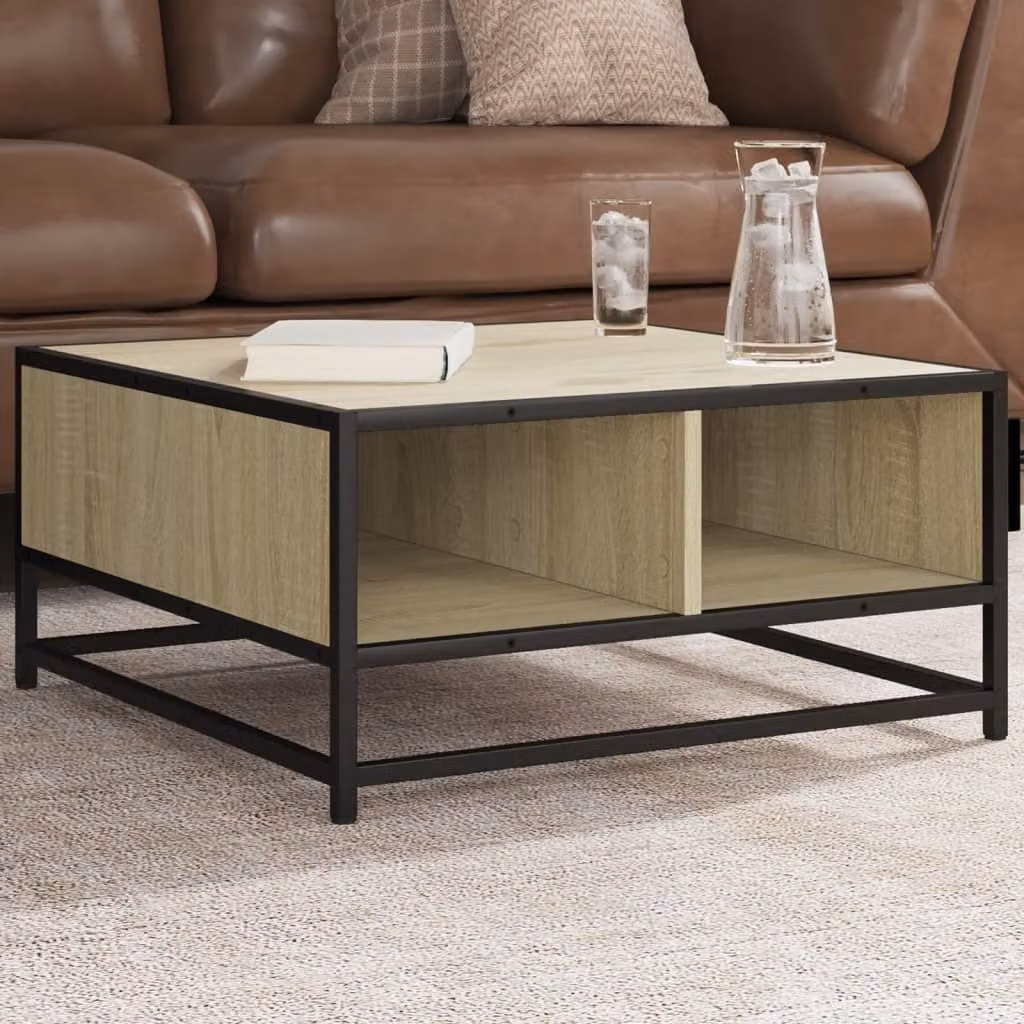 Maison Exclusive - Tavolino Sonoma in rovere 60,5x60,5x30 cm Materiale ligneo e metallo