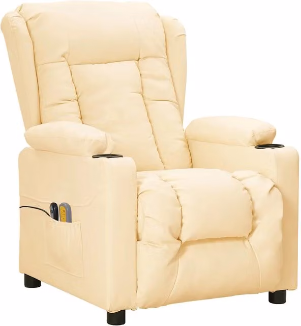 Poltrona Massaggiante Elettrica Crema Similpelle 3098811