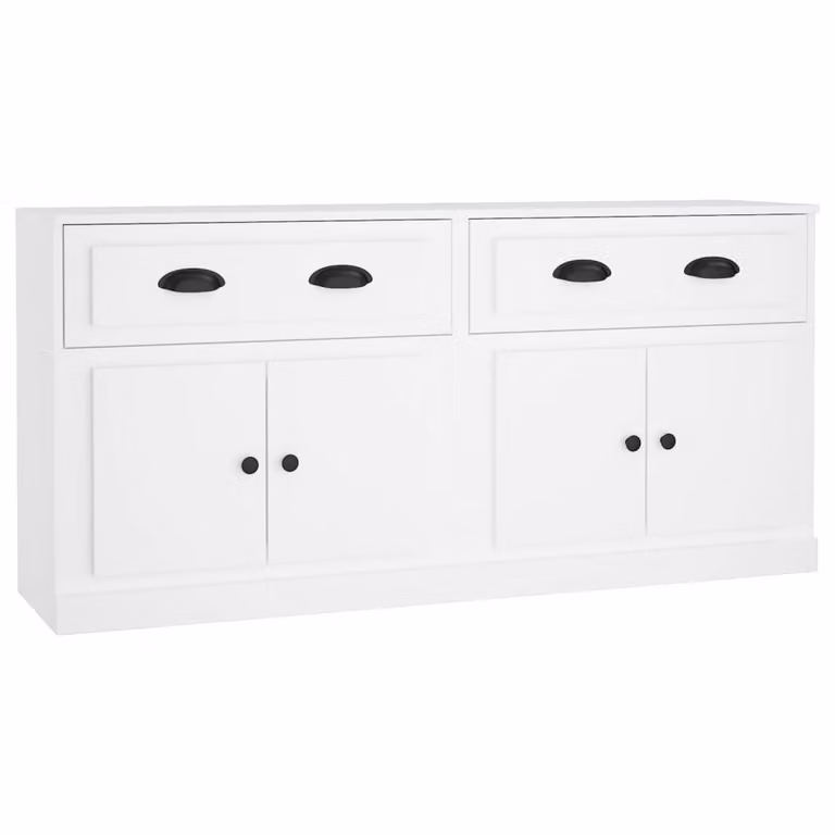 Credenze 2 pz Bianche in Legno Multistrato