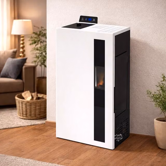 Stufa a pellet slim Capaldo Bronte 5 in bianco e antracite