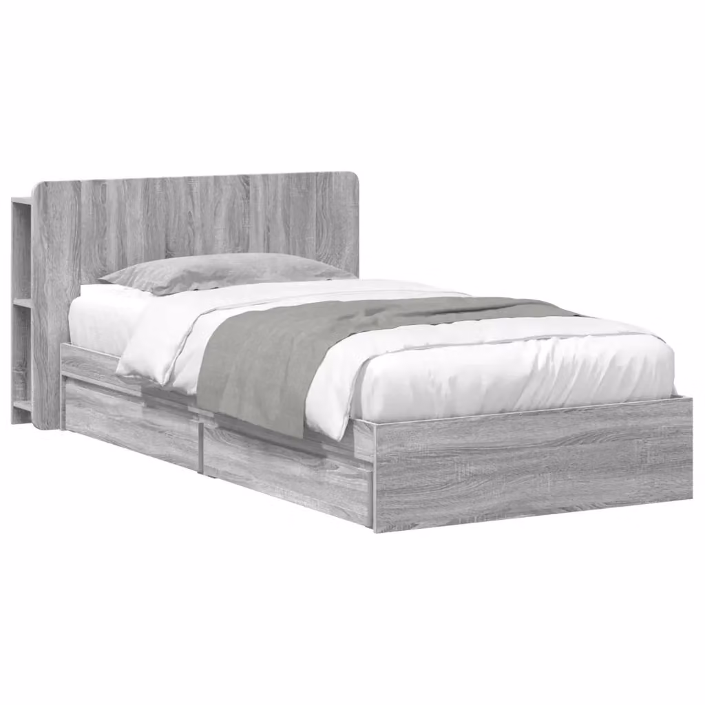 Letto con contenitore vidaXL in legno Sonoma grigio L: 75 cm, P: 190 cm, H: 211,5 cm – 2