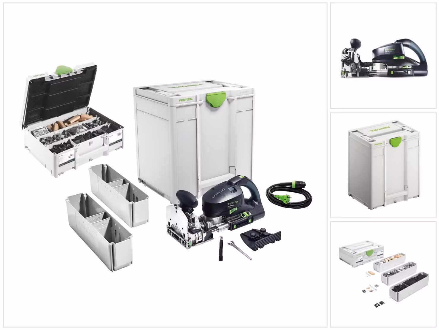 Festool DOMINO XL DF 700 EQ-Plus, fresatrice per tasselli da 720 W + assortimento di connettori Festool SV-SYS D14 Domino + Systainer