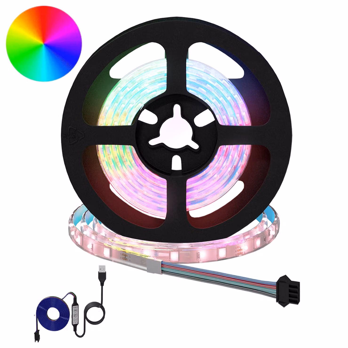 Set di 12 strisce LED RGB vidaXL multicolore con connessione USB in rame e plastica