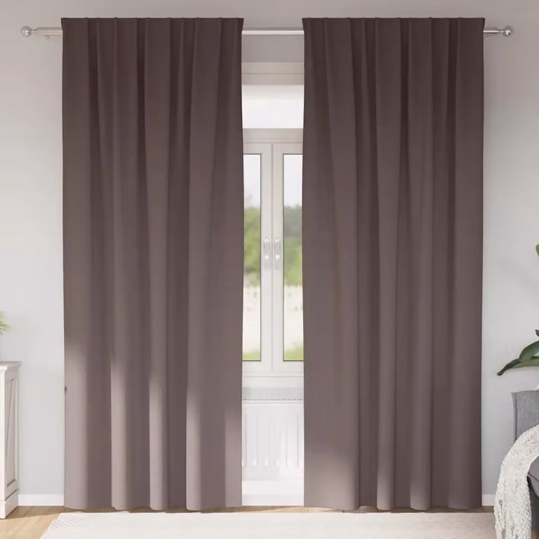 Set di 2 tende blackout vidaXL con anelli in poliestere, colore marrone, H 245 x L 140 cm