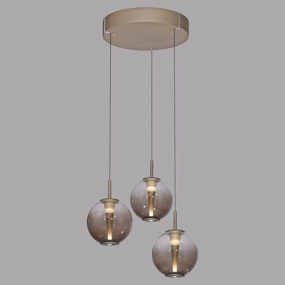 Lampada a sospensione PAUL NEUHAUS PURE E-Infinity, bronzo, regolabile in altezza elettricamente, regolatore 2200–5000 K