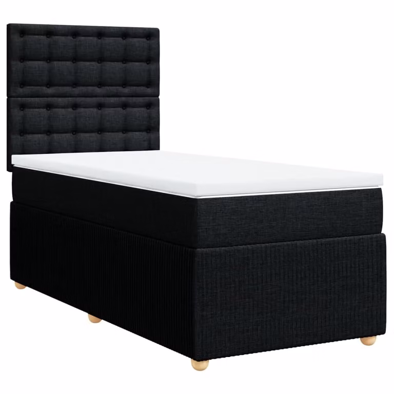 Giroletto a Molle con Materasso Nero 100x200 cm in Tessuto