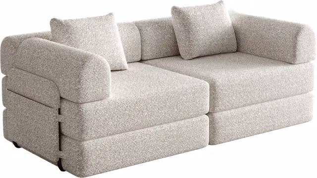 Divano letto singolo Chenille 2-in-1 con cassetto bracciolo e struttura in metallo
