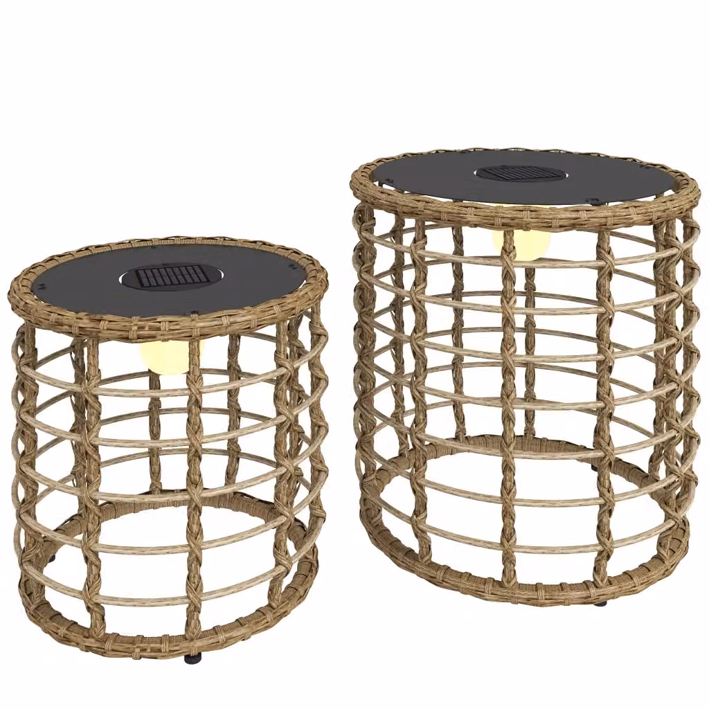 Set di 2 Lampade Solari da Giardino Xylo in Stile Boho con Rattan e LED IP44 Beige – 2