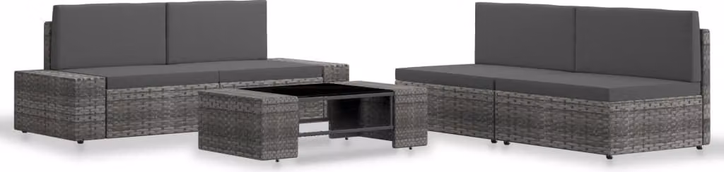 Maison Exclusive - Set da giardino da 5 pezzi in polyrattan grigio