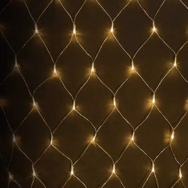 Catena luminosa piatta, luce bianco caldo, dimensioni 1,5 m x 1,5 m, con 3 batterie AA incluse