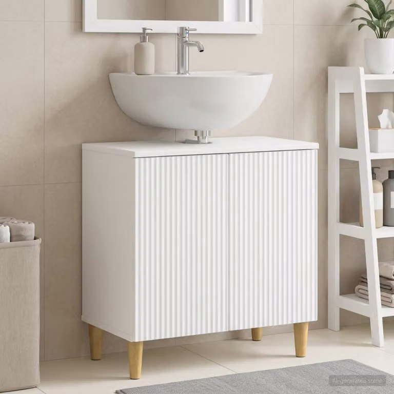 Armadio per lavabo da bagno vidaXL ARNHEM bianco moderno con ante a battente L/P/H: 59,5 x 31,5 x 59 cm