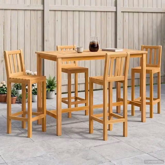 Set Bar da Esterno 5 pz Naturale Legno di teak solido 3422501