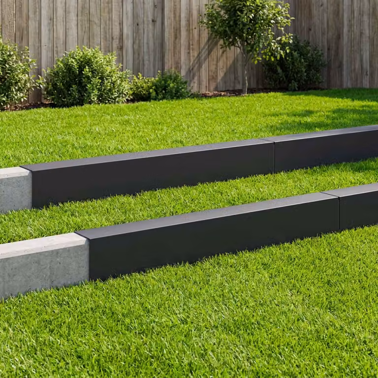 Set di 10 profili di copertura per giardino vidaXL in acciaio, colore nero, L 100 cm x P 15 cm x H 15 cm