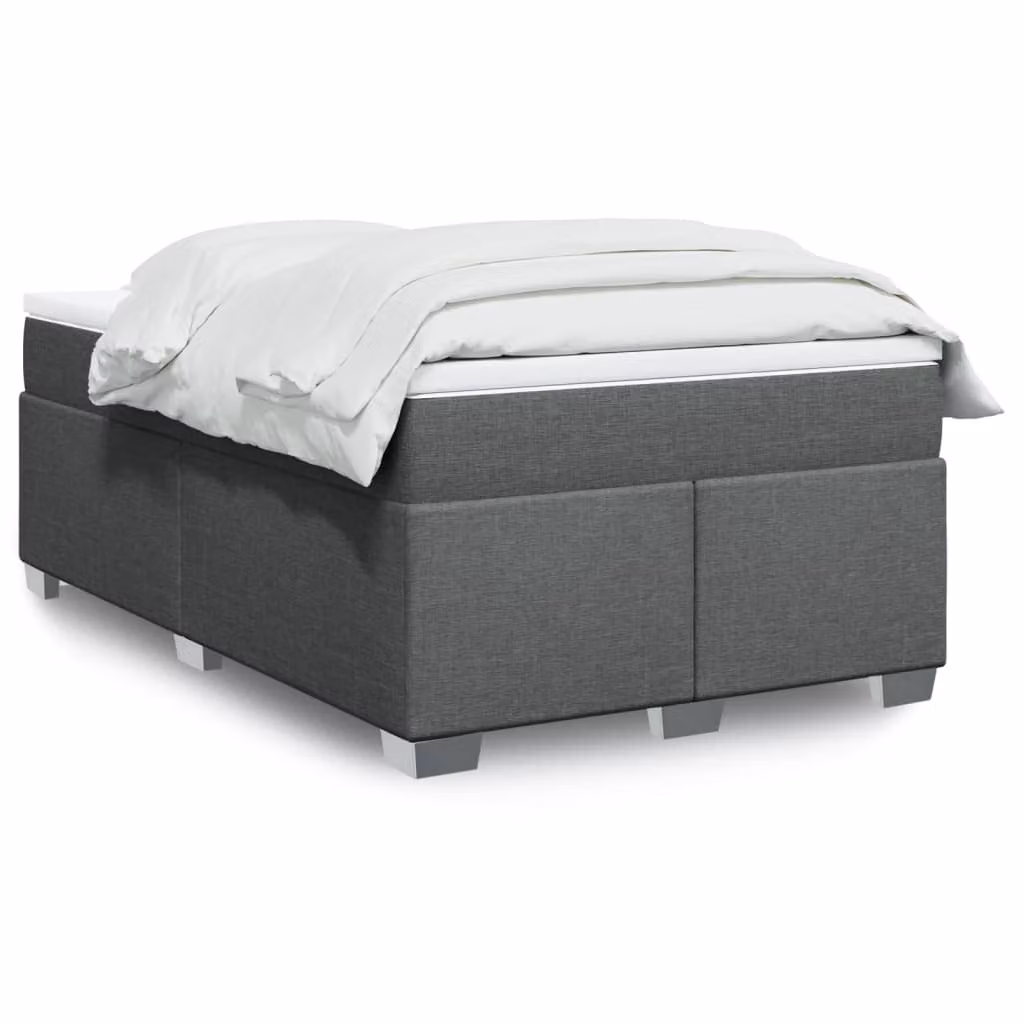 vidaXL Giroletto a Molle Ibrido con Materasso in Tessuto Grigio e Bianco L/P/H: 120 x 190 x 46 cm