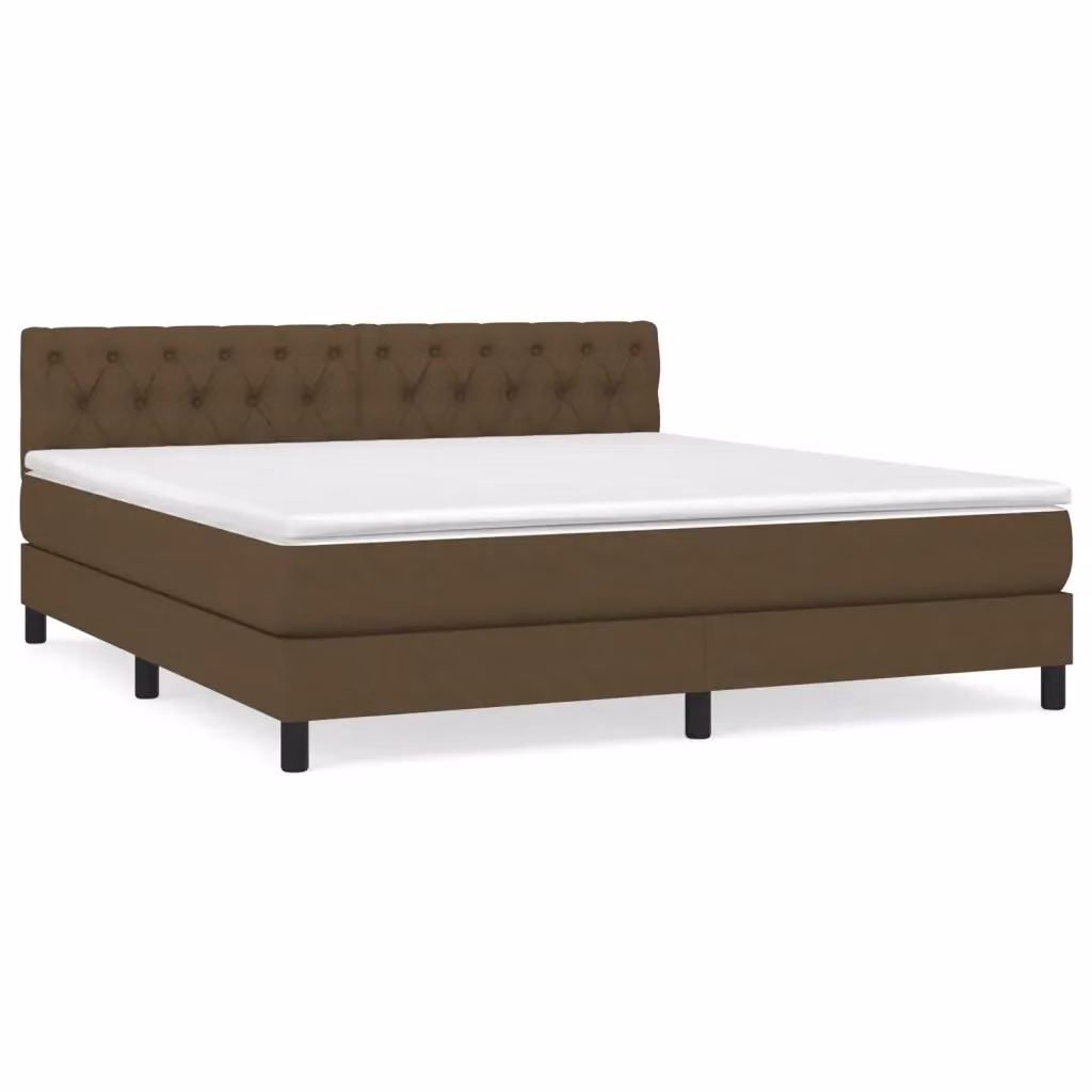 vidaXL Giroletto a Molle con Materasso Ibrido in Tessuto Marrone e Bianco L/P/H: 160 x 200 x 88 cm – 2