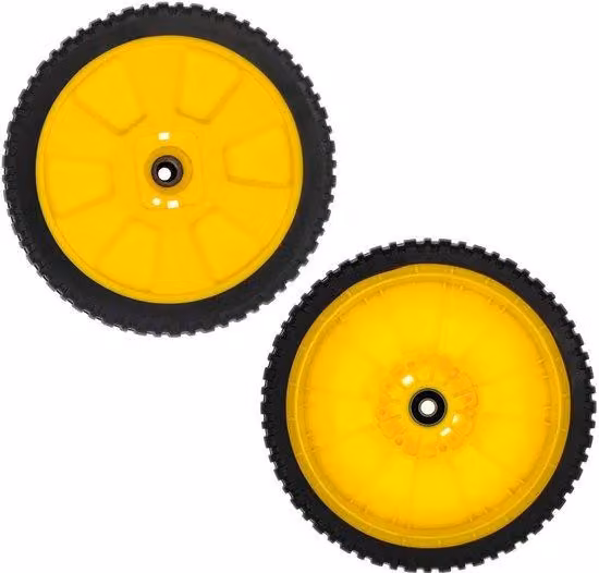 Ruote in plastica per tosaerba, diametro 8 pollici, confezione da 2. Lunghezza del perno: 1-1/2 pollici. Compatibili con John Deere