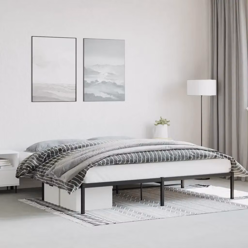Letto matrimoniale per adulti con struttura in metallo nero opaco e doghe fisse L/P/H: 200 x 200 cm – 2