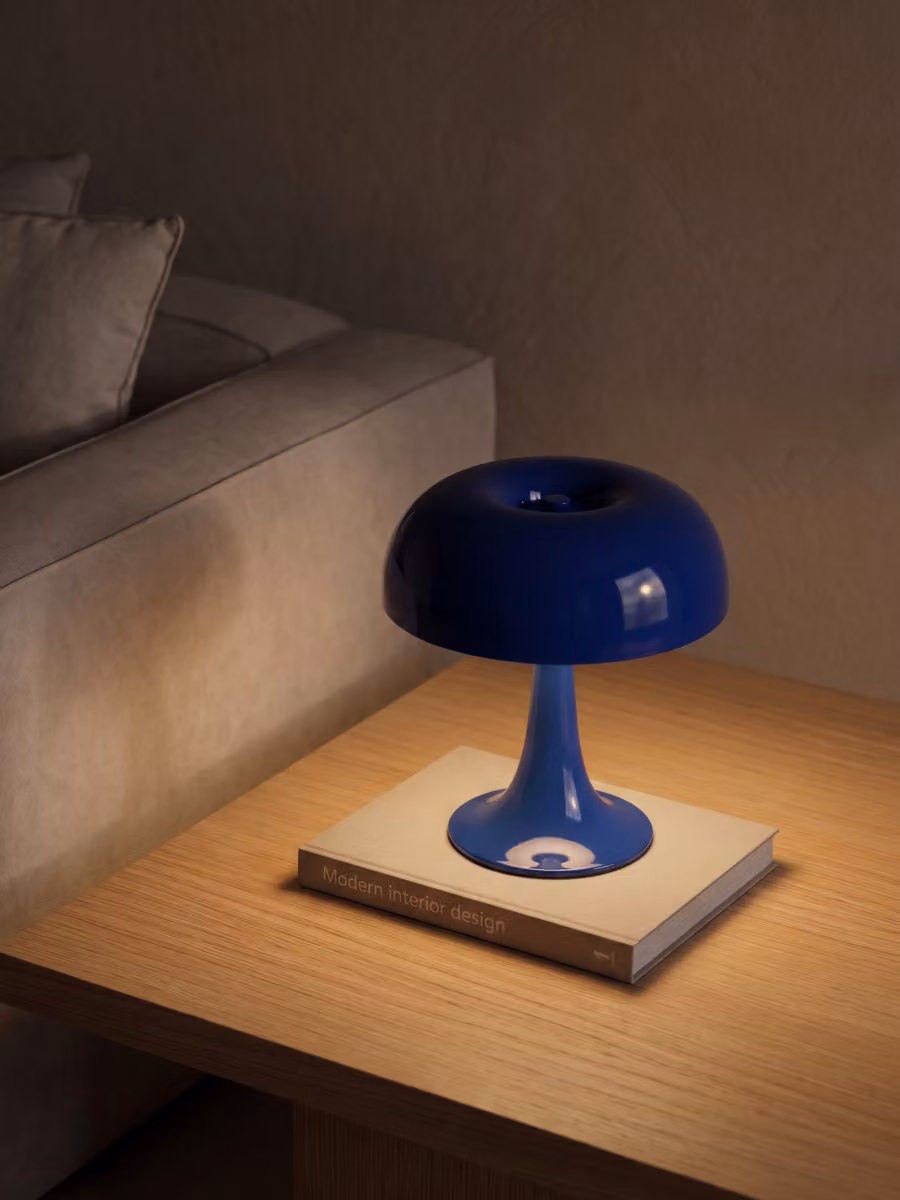 Hoop lampada da tavolo blu in metallo e vetro Kenay Home – 2