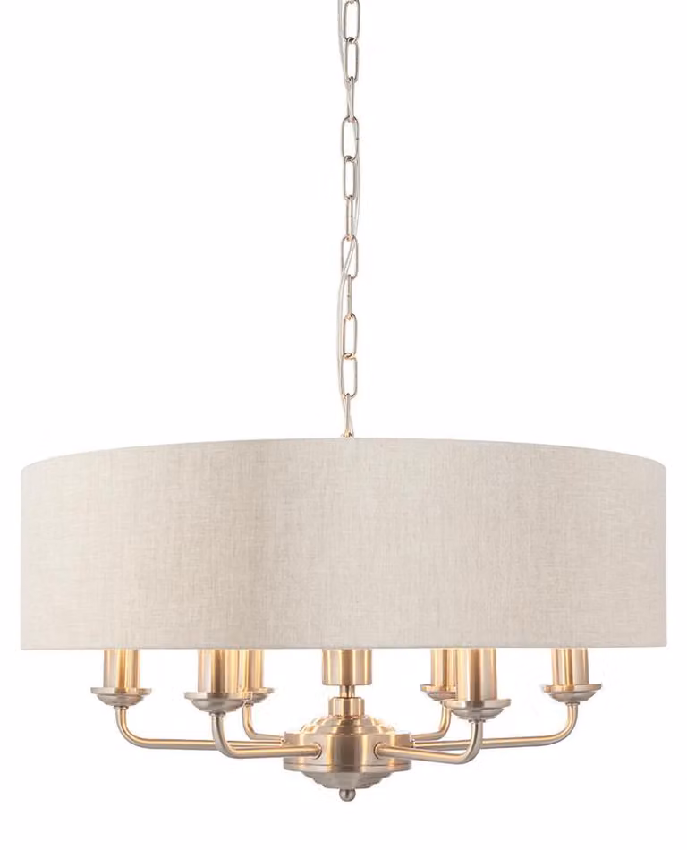 Lampada a sospensione HIGHCLERE cromata lucida 6xE14x15W in tessuto, dimensioni: 174x55x55 cm, IP20, Endon