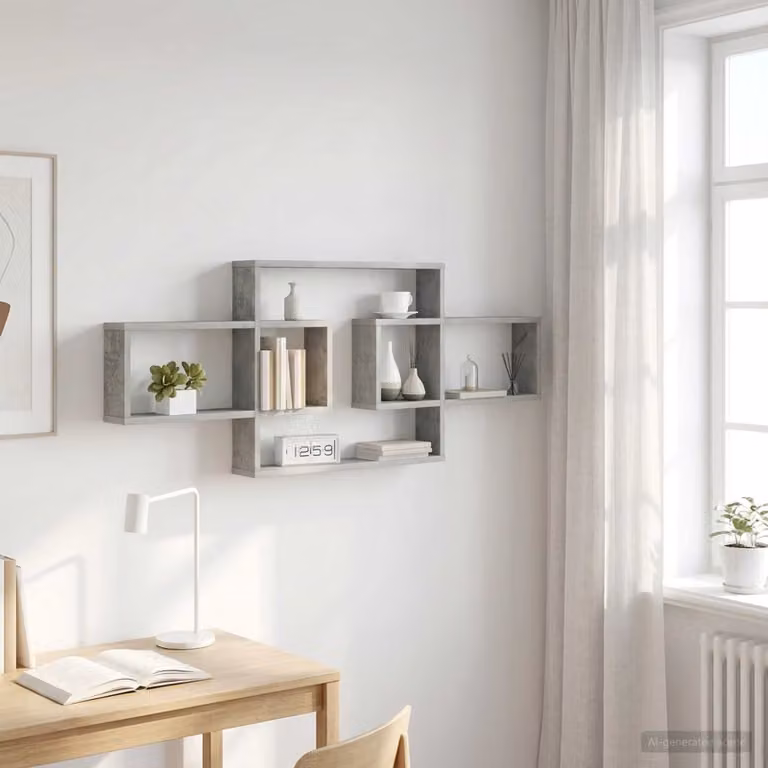 Scaffale da parete moderno vidaXL in MDF Grigio opaco L: 130 cm, P: 10 cm, H: 50 cm